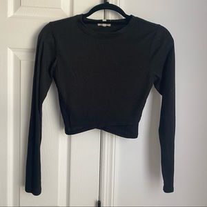 Silence + Noise S Black Scalloped Crop Top